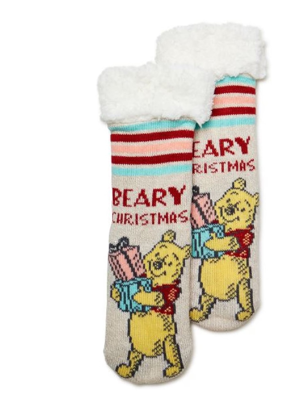Disney Winnie The Pooh, Holiday Women's Slipper Socks, 1-Pack, Size 4-10